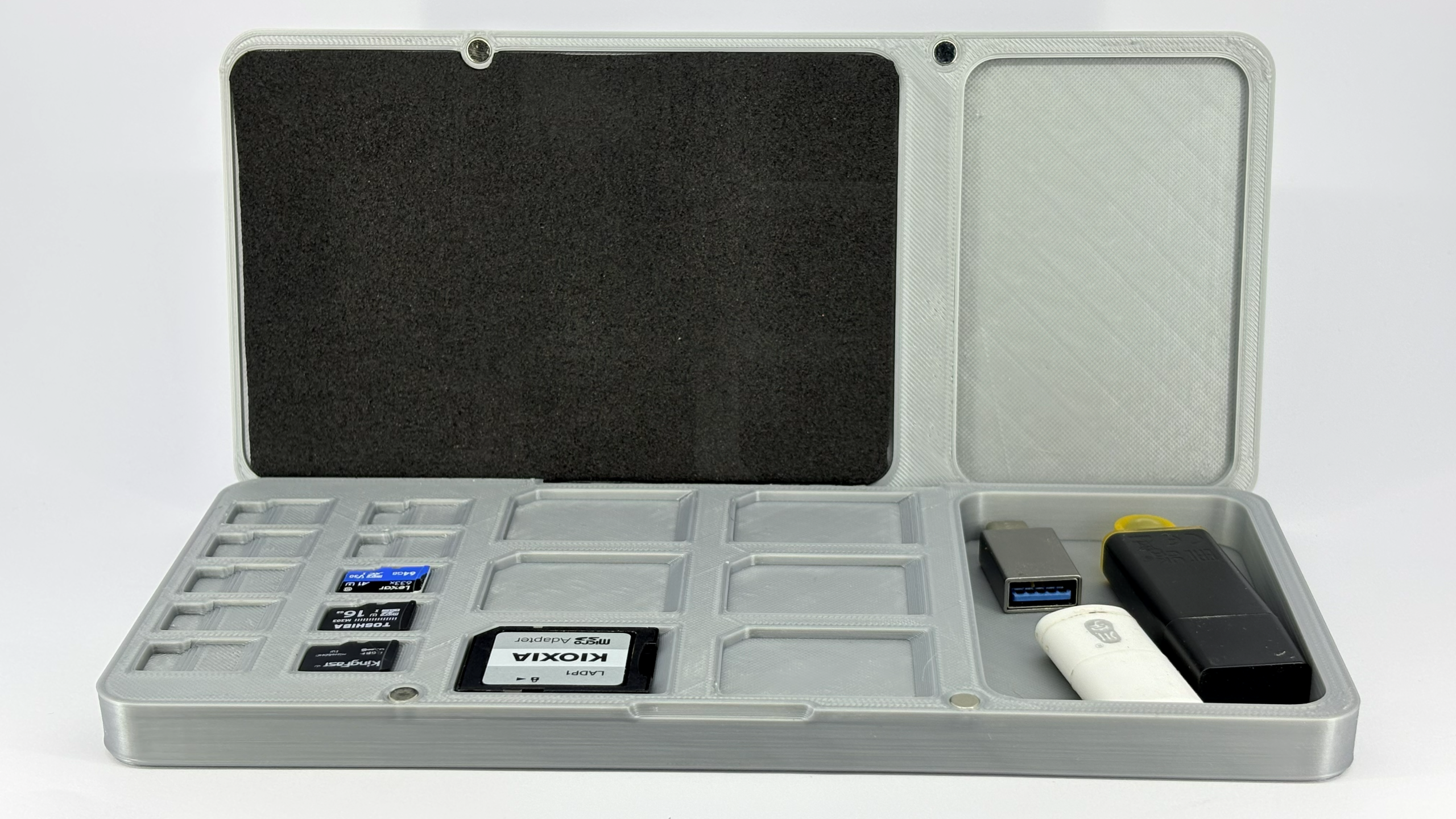 NOVALIT LABS | Magnetic Memory Card Case | Holds 10x microSD, 6x SD & USB Reader | Easy Slide-Access EVA Foam Storage Box - Image 3
