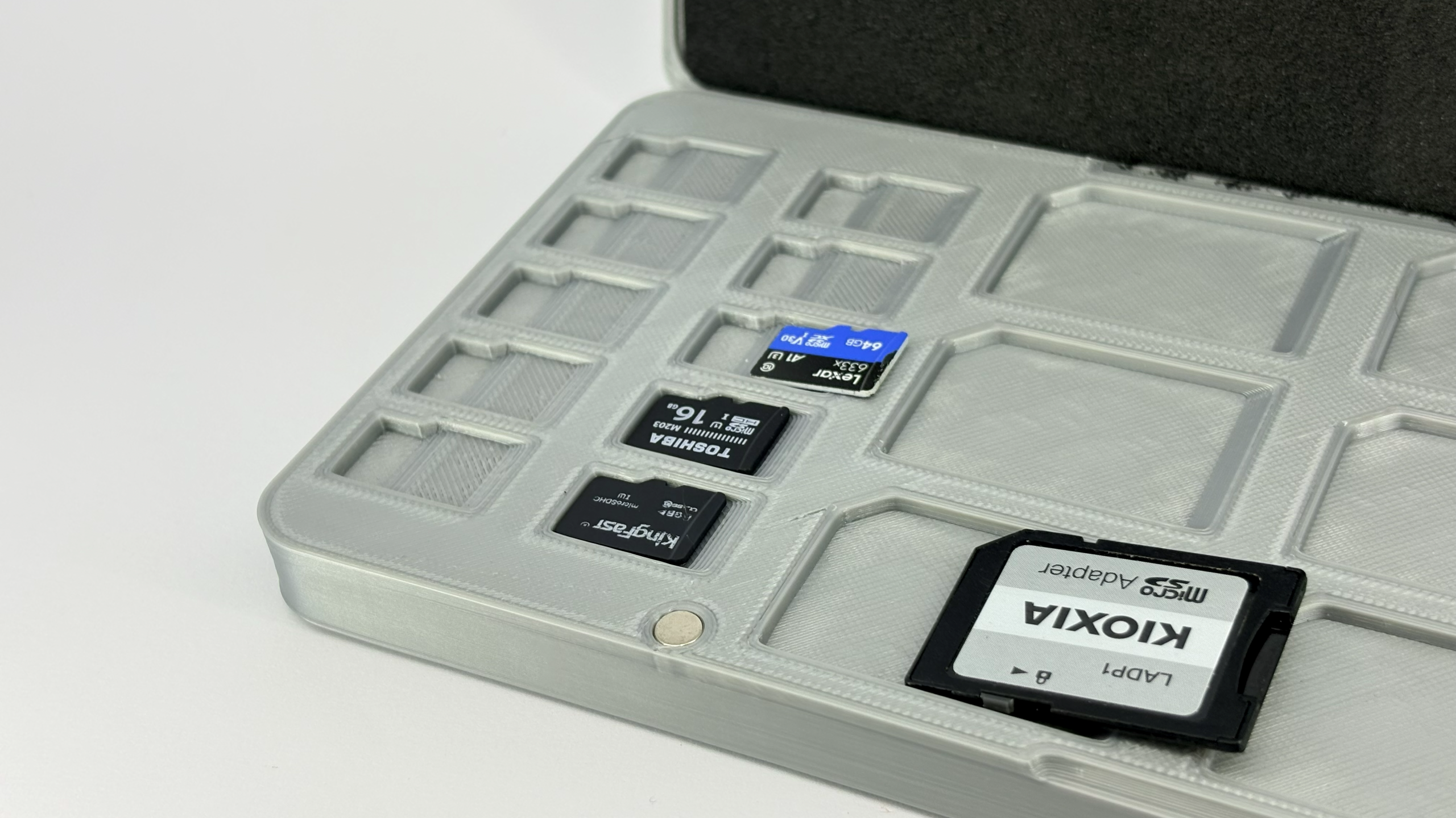NOVALIT LABS | Magnetic Memory Card Case | Holds 10x microSD, 6x SD & USB Reader | Easy Slide-Access EVA Foam Storage Box - Image 4